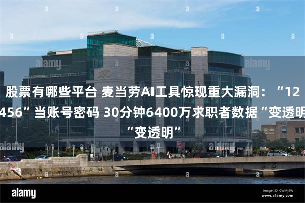 股票有哪些平台 麦当劳AI工具惊现重大漏洞：“123456”当账号密码 30分钟6400万求职者数据“变透明”