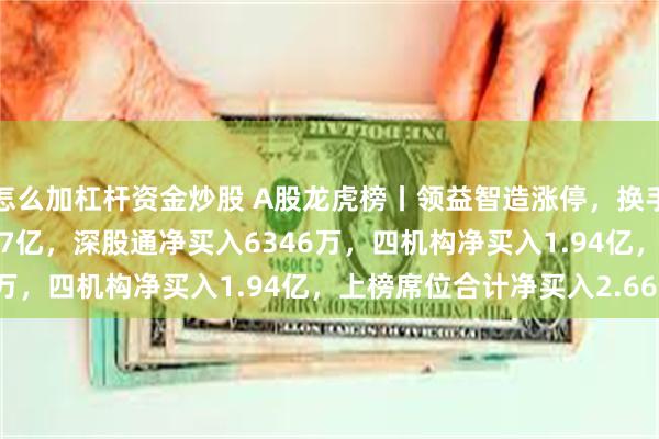 怎么加杠杆资金炒股 A股龙虎榜丨领益智造涨停，换手率6.21%，成交额46.7亿，深股通净买入6346万，四机构净买入1.94亿，上榜席位合计净买入2.66亿